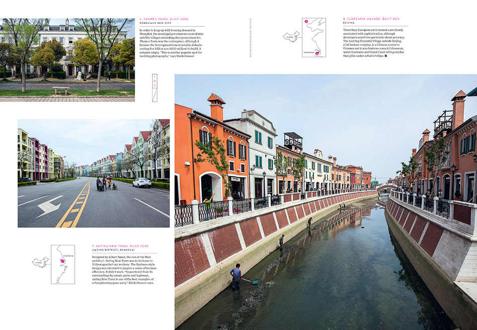 Clippings from the Counterfeit Paradises project investigating urban development and leisure habits in China.