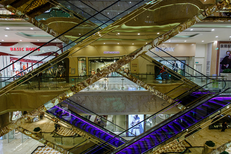 The New Century Global Center houses a massive mall with both domestic and international brands.