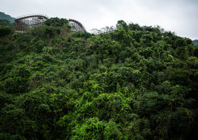 A rollercoaster runs along a ridge at the Knight Valley Eco Park. - Shenzhen, Guangdong