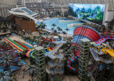 The Paradise Island water park sits is covered by a massive atrium in the Global Center. - Chengdu, Sichuan